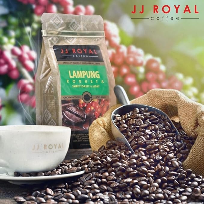 JJ Royal Coffee Lampung Robusta 200g Ground Coffee (Pack of 4)