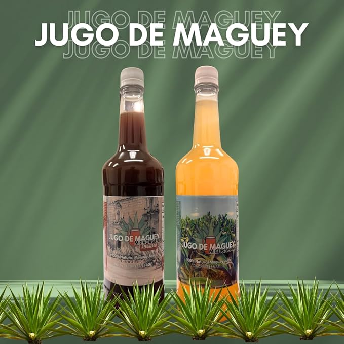 Herbalista Maguey Tarasco 2 Pack Bundle - Black Juice + Maguey Natural - Jugo De Maguey Tarasco Asado + Natural Extract 33.3 Fl oz (1 Liter) Each | All Natural 100% Juice | Jugo de Maguey de Michoaca
