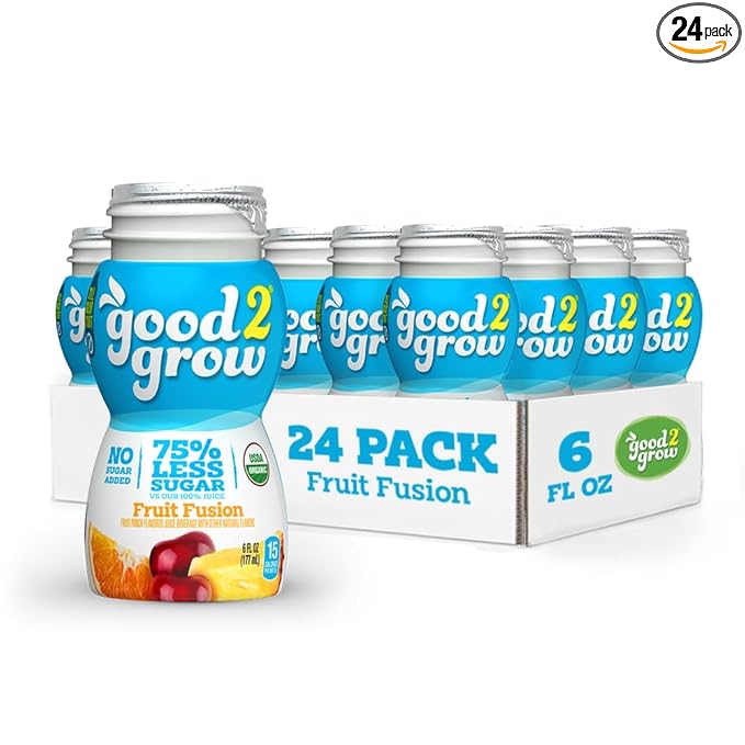 good2grow Organic Fruit Fusion Juice for Kids - Juice Bottles Bulk 24 Pack Reusable Bottle No Sugar Added - 6 fl oz Pack of 24 (Spill Proof Tops Not Included)