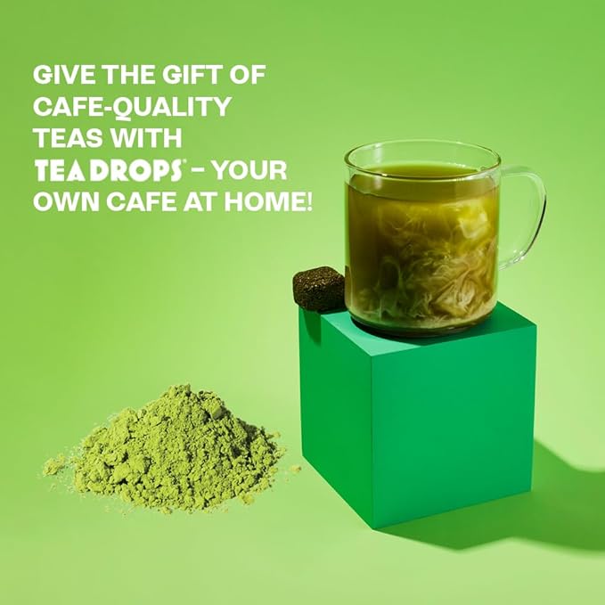 Tea Drops 30 Bulk Pack Organic Matcha Bagless Tea - Loose Leaf Lightly Sweetened On-The-Go. Plastic-Free - Iced or Hot