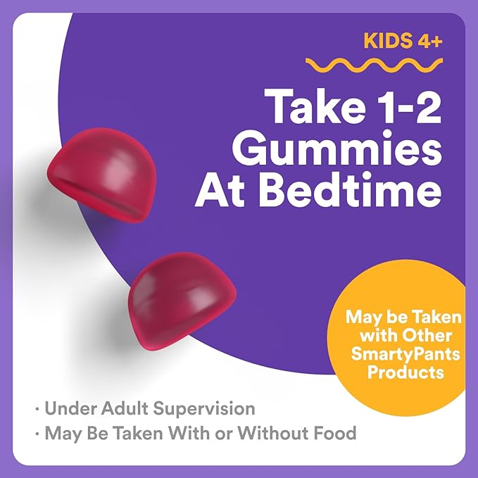 SmartyPants Kids Sleep Gummies Supplement with Melatonin 0.5mg: Chamomile &amp Vitamin D3 Sleep Aid Strawberry Mango Flavor 60 Count
