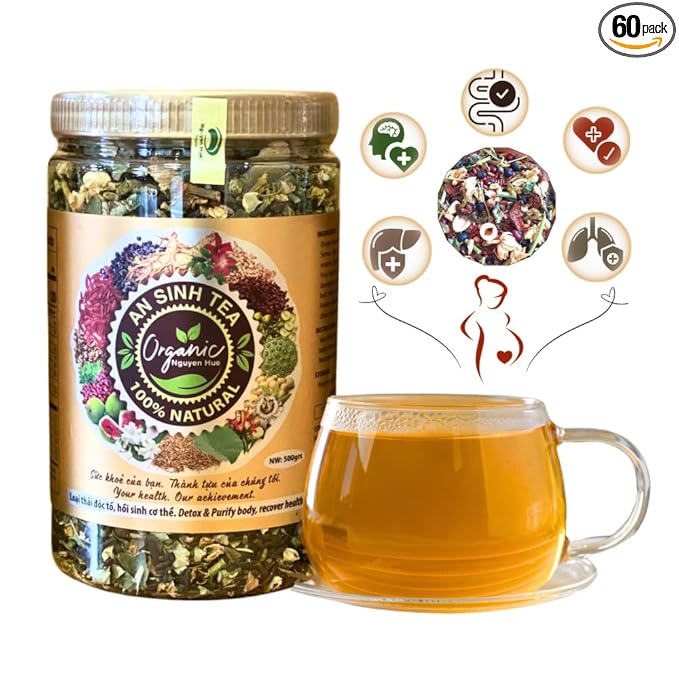 An Sinh Tea Herbal Tea Variety Pack - Liver Detox Tea - Sleep Tea For Bedtime - 60 cups - Non Caffeinated Relax Reduce Cholesterol Migraine Fatigue Stress Promoting Sleep