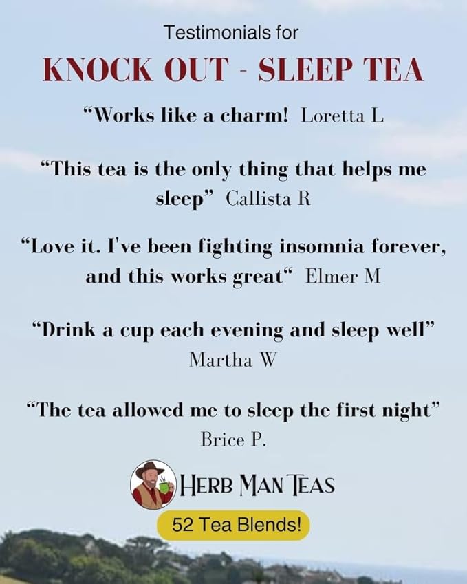 SLEEPING TEA - Knock-out blend with Valerian Root plus California Poppy and Hops for deep relaxation by master herbalist Khabir - Organic non GMO No additives