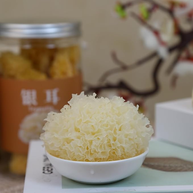 White Snow Fungus Mushroom Rootless Dried Snow Fungus Tremella Fuciformis Mushroom Unbleached No Additives Sulfur Free 银耳 去根白银耳 特级雪银耳 4.23oz / 120g