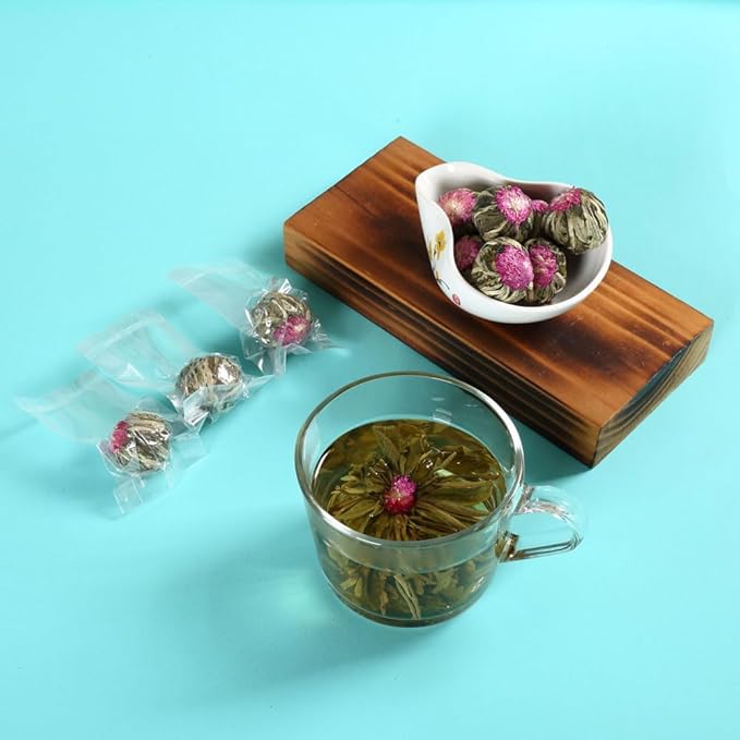 GOARTEA Blooming Tea Flowers - 24pcs 2 Packs of 12 - Individually Sealed Flowering Balls - Hand-Tied Natural Green Tea Leaves &amp Edible Flowers - Gifts For Tea Lovers