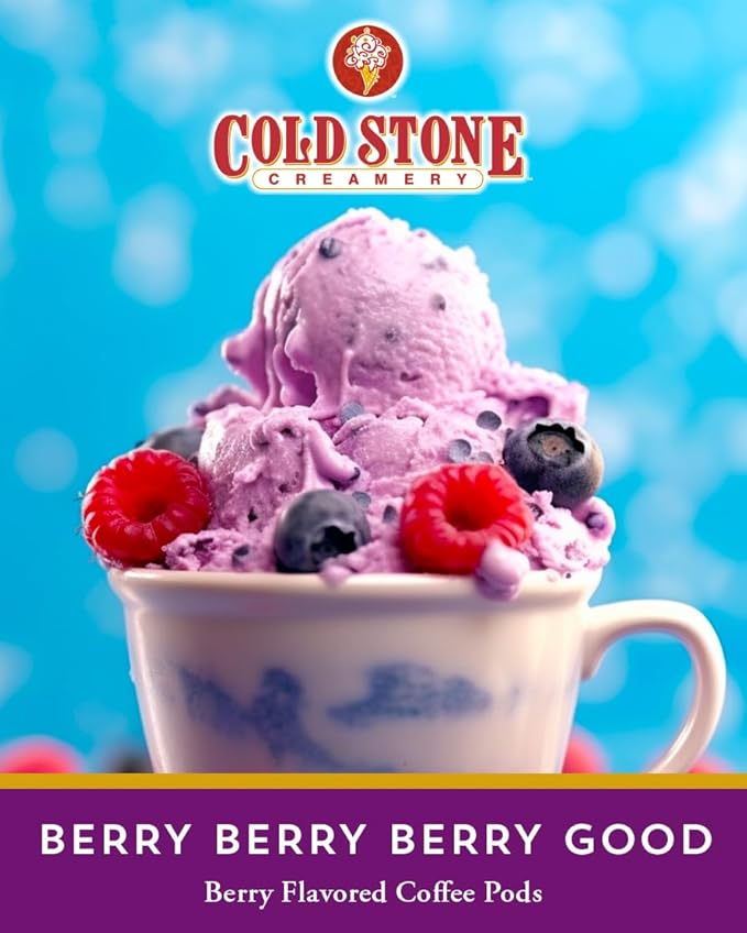 Cold Stone Creamery Beverages Berry Berry Berry Good Ice Cream Flavored Coffee Pods Compatible with Keurig K Cup Brewers 40 Count
