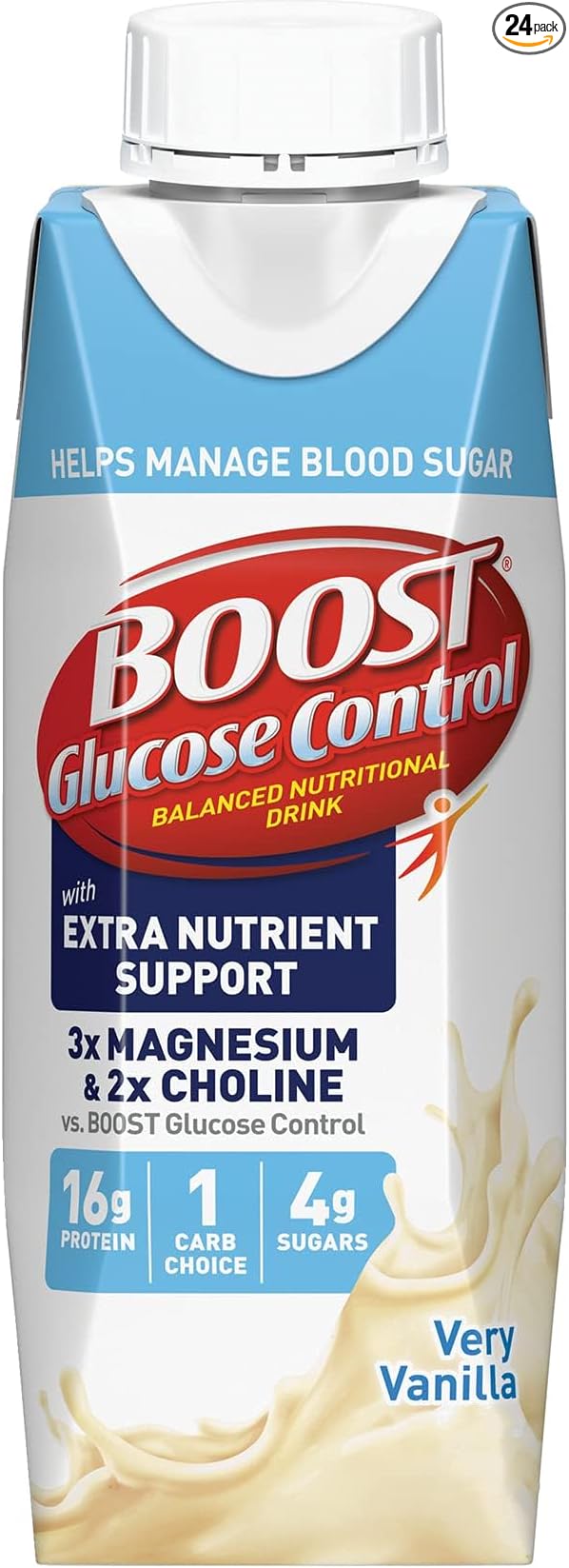 BOOST Glucose Control Ready to Drink Nutritional Drinks with Extra Nutrient Support Drink Very Vanilla Carton 8 Fl Oz Pack of 24