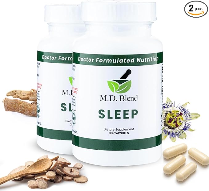 Sleep - Natural Sleep Aids for Adults with l theanine Supplement Ashwagandha Magnesium Valerian Root Melatonin - Non-Habit Forming Formula for Rejuvenating - 60 Capsules (Pack of 2)