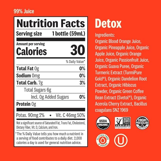 Suja 6-Day Cold-Pressed Juice Detox Cleanse Organic Fresh Pressed Juice with No Added Sugar Supports Immune &amp Digestive Health Plant-Based Gluten-Free &amp Beginner Friendly (6 Day Detox Cle