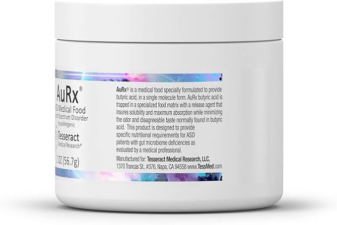 AuRx Autism Spectrum Medical Food Powder to Support Gut Health Stabilized Butyric Acid Supplement in a Palatable-Tasting Powder for ASD Children Hypoallergenic 2 Ounces