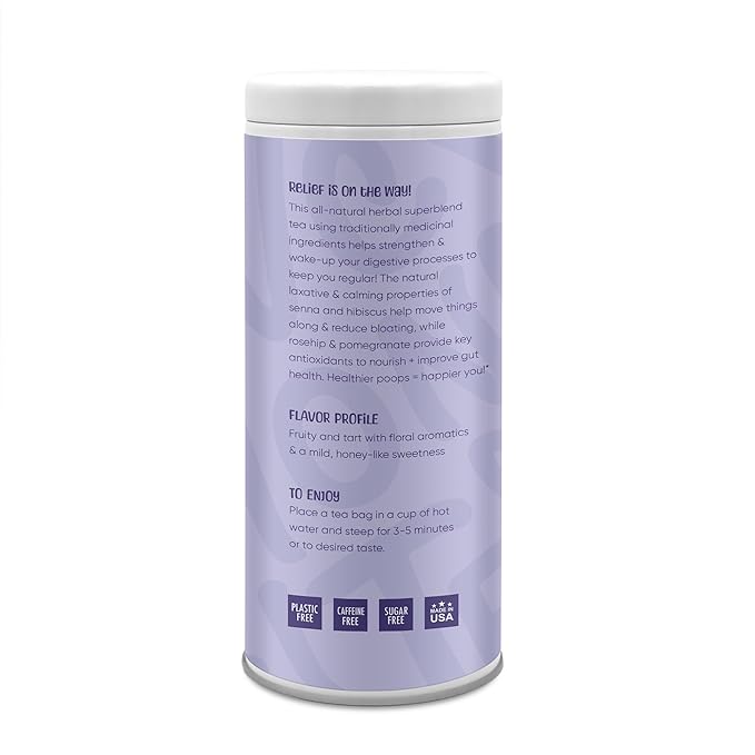 The CoLymph® Gut Mobilitea: Functional Herbal Tea for Occasional Constipation Bloating Gas Gut Health &amp Digestion Senna Pomegranate Hibiscus Tea 30 Compostable Tea Bags