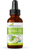 Herbal Goodness Organic Soursop Graviola Leaf Extract 1oz – 15X Concentrated Guanabana Liquid Tincture | USDA Organic &amp Kosher Certified | Supports Cell and Immune Wellness | Soursop Bitters Liqui
