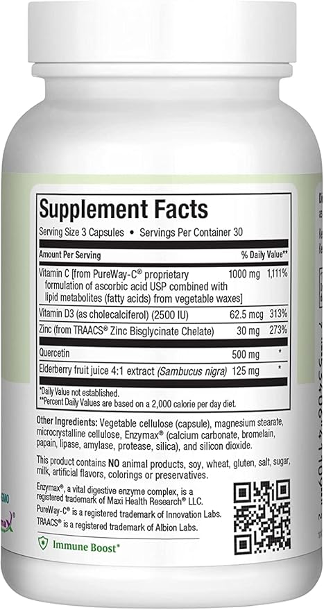 Maxi Health Quercetin 500mg Capsules – Zinc Supplements for Women and Men – Non-GMO Kosher and Gluten-Free Quercetin Supplements with Elderberry Vitamin C and Zinc (90 Veg Capsules Pack of 2)