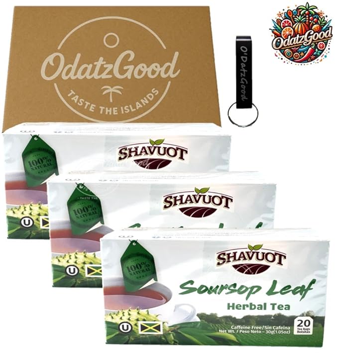 Shavuot Soursop (Graviola) Jamaican Herbal Tea Pack of 3 Packaged w/O Datz Good