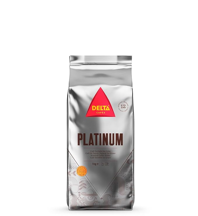 Delta Cafés Platinum Whole Bean Coffee 1kg/35.2oz Intensity 12 Arabica &amp Robusta Blend - Aromatic and Roasted Nuts Notes Espresso Beans