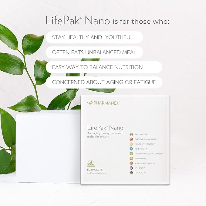 Nu Skin Pharmanex LifePak Nano | Daily Supplement with Essential Nutrients | Boosts Overall Health Immunity and Vitality | Convenient &amp On-The-Go Nutrient Packets for Active Lifestyles | 60 Pack
