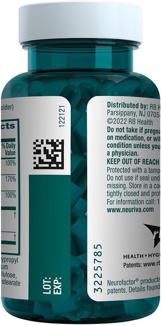 NEURIVA Plus Brain Supplement for Memory Focus &amp Concentration + Cognitive Function with Clinically Tested Nootropics Phosphatidylserine and Neurofactor VIT B6 &amp B12 30 Count Capsules (4 Pa
