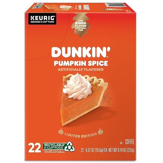 Dunkin' Donuts Pumpkin Spice Coffee Keurig K-Cup Pods Medium Roast 24/Box