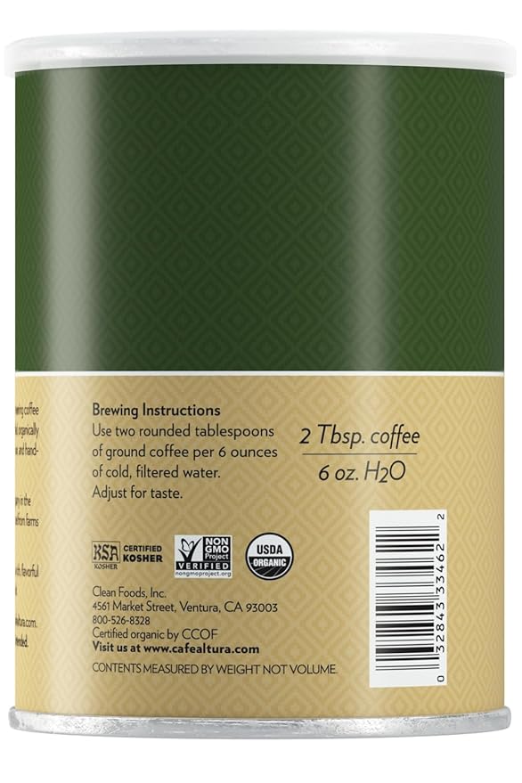 Cafe Altura Ground Organic Coffee Dark Roast 12 oz Can (Pack of 3)