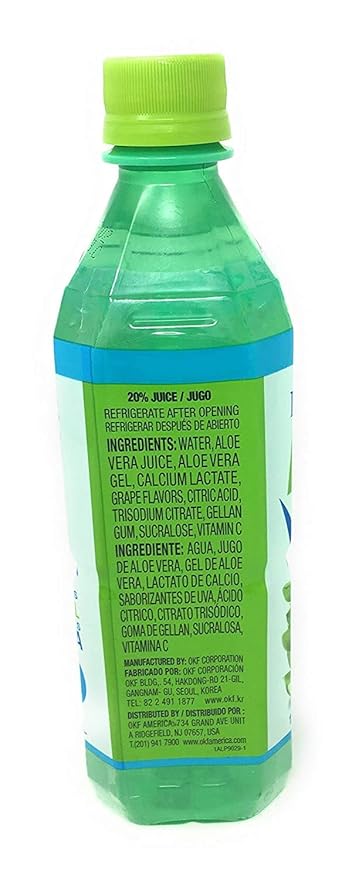 OKF Aloe Vera Half Organic and Half Farmers Sugar free drinks- Aloe Vera Juice with Chewable Aloe Added 16.9 Fluid Ounce (Organic and Sugar Free 12)