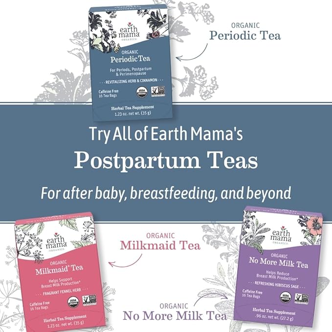 Earth Mama Organic Third Trimester Tea | Herbal Tea for Late Pregnancy Comfort + Childbirth Preparation | 96 Teabags | Caffeine Free &amp Non-GMO