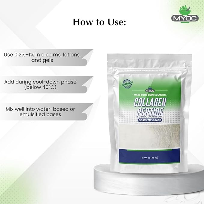 Collagen Peptide | Cosmetic Grade Protein for DIY Skincare Lotions &amp Gels – 453g / 16 Oz