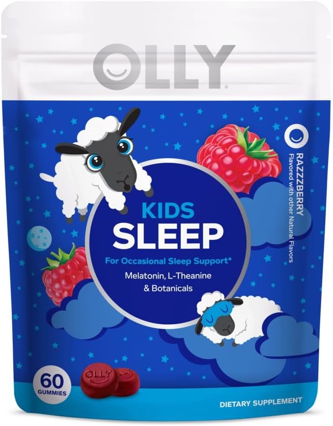 OLLY Kids Sleep Gummy Melatonin L Theanine Chamomile 60 Count and Kids Multivitamin Gummy Worms Vitamins A C D E Bs Zinc 70 Count