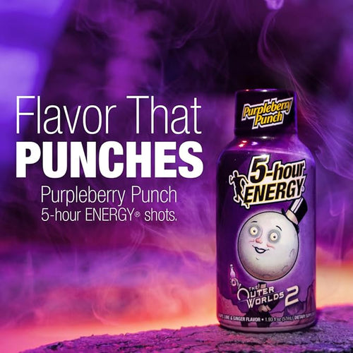 5-hour Energy Shots Outer Worlds 2 Purpleberry Punch Flavor 1.93 Fl Oz Pack of 24