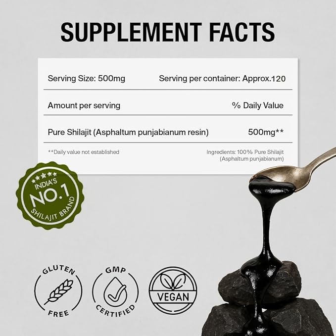 Kapiva 100% Authentic Himalayan Shilajit Resin (30gmx2) High Potency for Men &amp Women | 80+ Trace Minerals Upto 70% Fulvic Acid | Authentic | Natural Energy &amp Immune Support