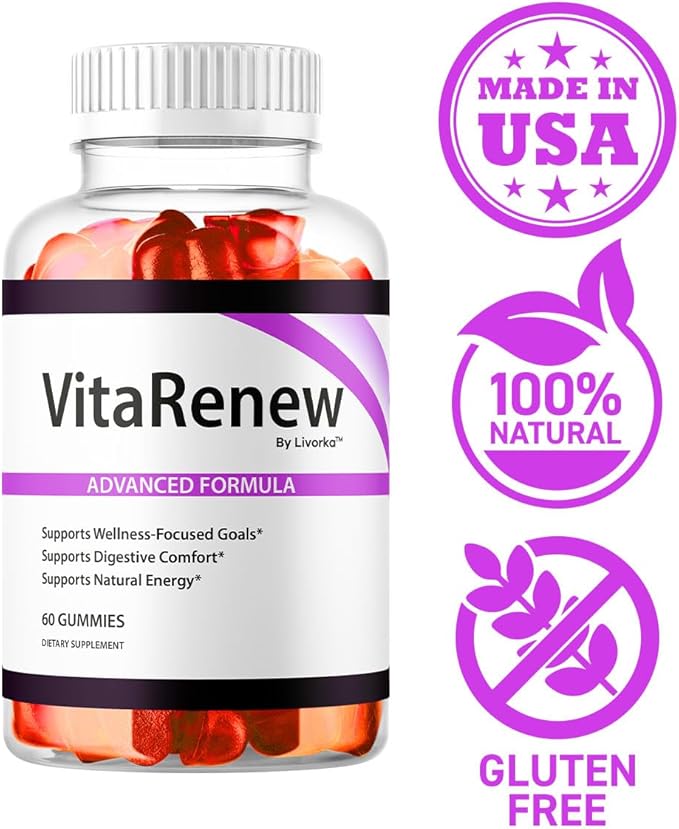 VitaRenew Gummies - Original VitaRenew Advanced 1050MG Formula - Maximum Strength Supplement Gummy Official Formula Vita Renew All Natural Overall Wellness Support 60 Gummies for 1 Month