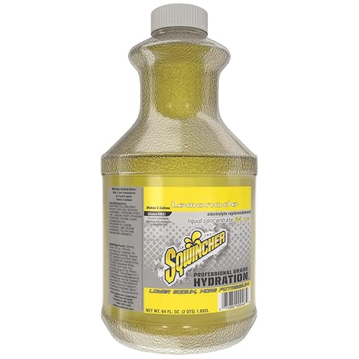 Sqwincher Liquid Concentrate | Lemonade Flavored | Low Calorie | Low Sodium | Electrolyte Replenishment Hydration Drink Mix | Makes 5 Gallons of Beverage | 64 oz (Pack of 6)