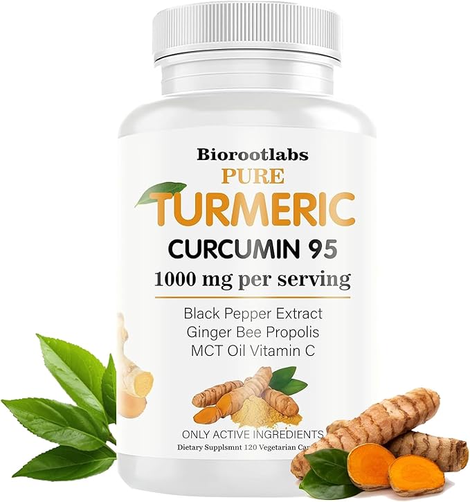 Turmeric Curcumin Supplement - 95% Curcuminoids with Bee Propolis Ginger &amp Black Pepper - Enhanced with Vitamin C (1pc)