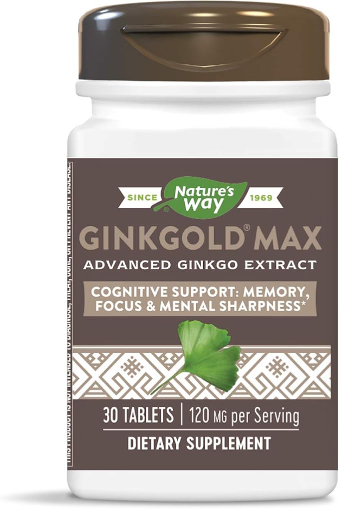 Nature's Way Ginkgold Max Advanced Ginkgo Extract for Mental Sharpness 1x Daily 120 mg 30 Count