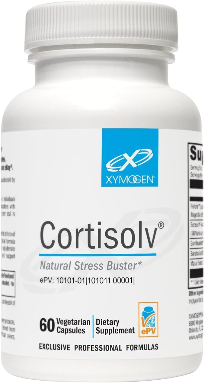XYMOGEN Cortisolv Cortisol Supplement - Ashwagandha Supplement with L Theanine to Support Healthy Cortisol Levels Energy Relaxation and Mental Clarity (60 Capsules)