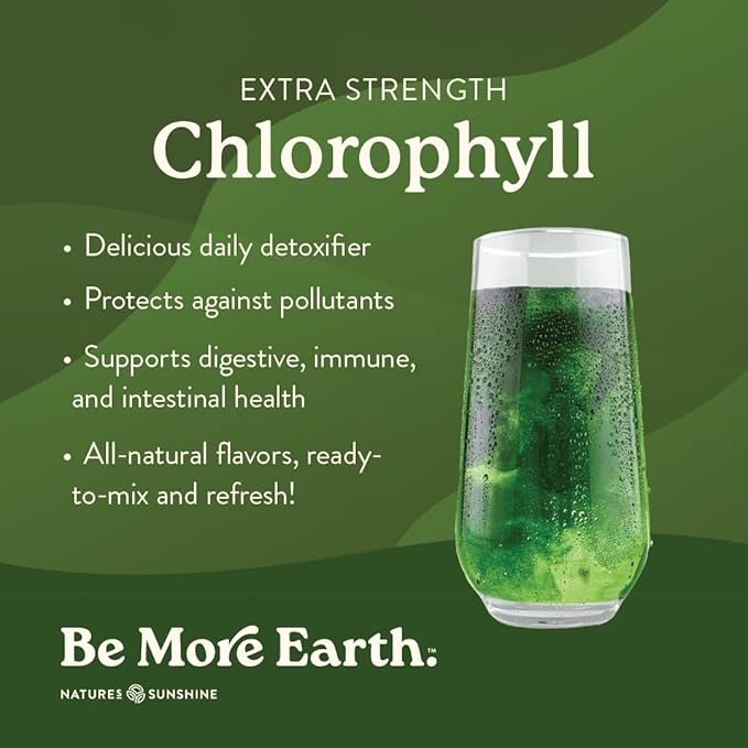 Nature's Sunshine Chlorophyll Stick Packs: Supercharge Your Detox and Boost Gut Health in Convenient Delicious Stick Packs (Lime Twist)