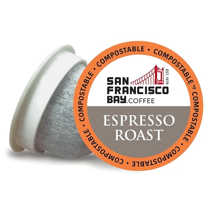 San Francisco Bay Compostable Coffee Pods - Espresso Roast (80 Ct) K Cup Compatible including Keurig 2.0 Dark Roast