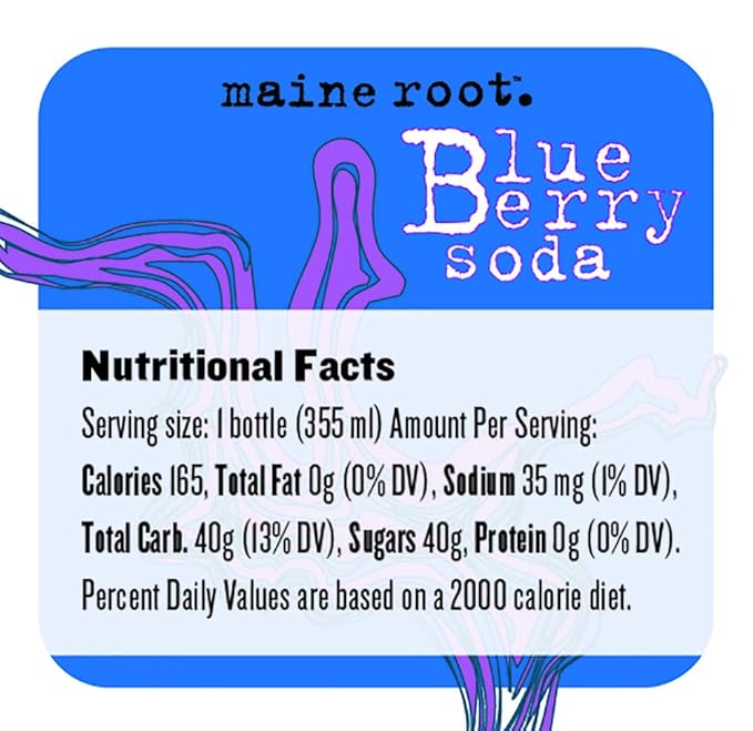 Maine Root Hand Crafted Blueberry Soda 12 fl oz (24 Glass Bottles)