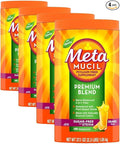 Metamucil Premium Blend 4-in-1 Fiber Supplement for Digestive Health Psyllium Husk Fiber Powder Sugar-Free with Stevia Plant-Based Fiber Supplement Orange Flavored 180 teaspoons (Pack of 4)