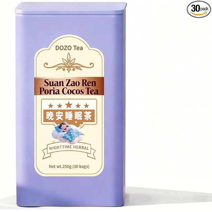 DOZO Good Night Sleep Tea Sleepytime Tea Poria Cocos Sour Jujube Kernel 8.8oz/250g(30bags) Jujube Goji Berry Gardenia Combined Herbs Soothe the Nerves &amp Support Sleep Wellness 酸枣仁茯苓百合 安神助眠 晚安睡眠茶