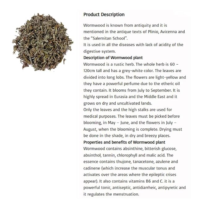 Wormwood (Artemisia Absinthium) Herbal Tea Cut | 약쑥(애엽)– 2oz/60g | Premium Natural Dried Korean Herbs | Pure Loose Leaf Herbal Infusion | Traditional Wellness Tea (Product of Korea) (BridgHerb)