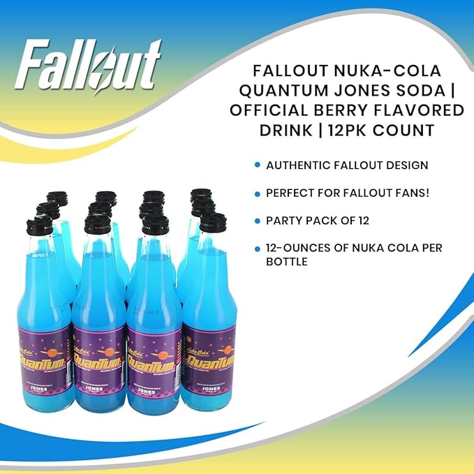 Fallout Nuka-Cola Quantum Jones Soda | Official Berry Flavored Nuka-Cola Soda | Pack of 12