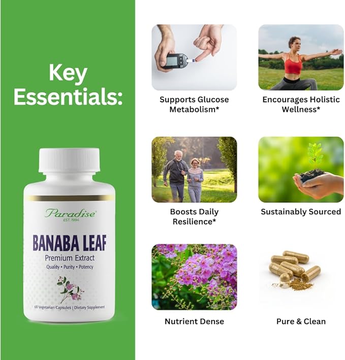 Paradise Herbs Banaba Leaf 12:1 Concentrated Extract 250 mg Vegan Gluten-Free Non-GMO 60 Capsules (Pack of 2)