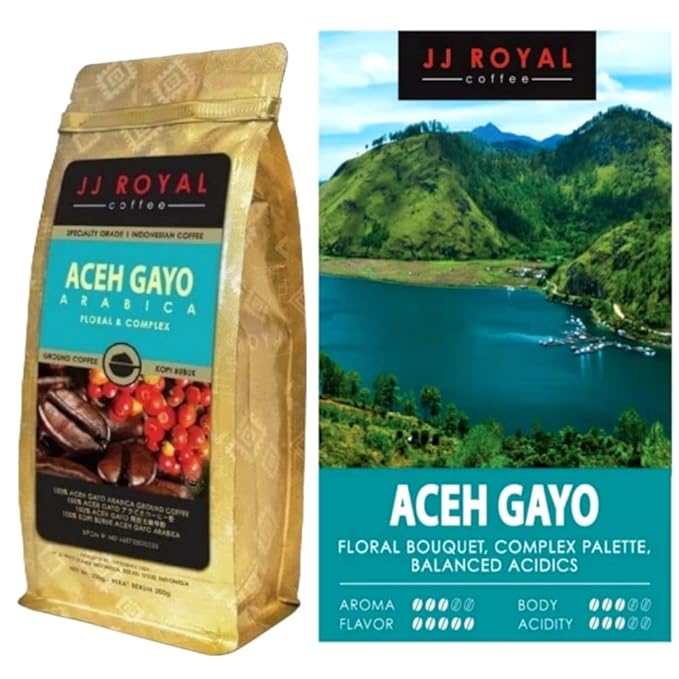 JJ Royal Coffee Aceh Gayo Arabica 200g Ground Coffee (Pack of 2)