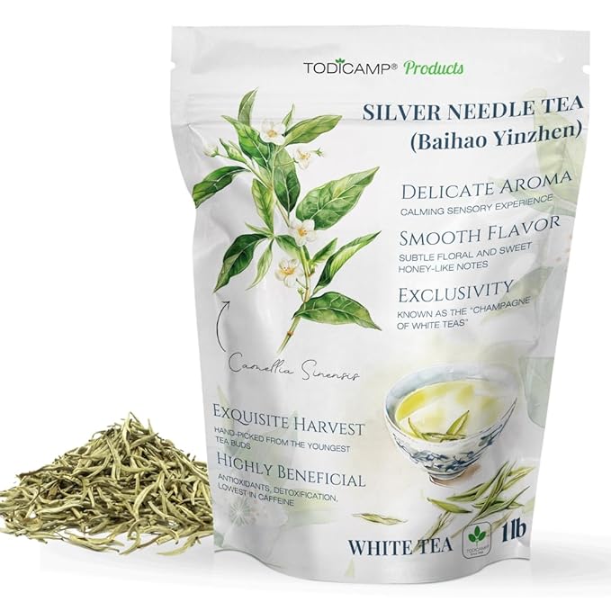 TODICAMP Premium Silver Needle Tea - 1 lb of Premium White Tea Loose Leaf
