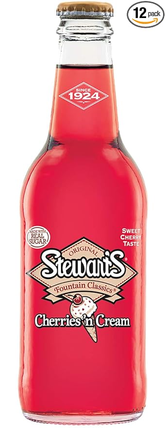 Stewart's Cherries &amp Cream Soda 12 fl oz (12 Glass Bottles)