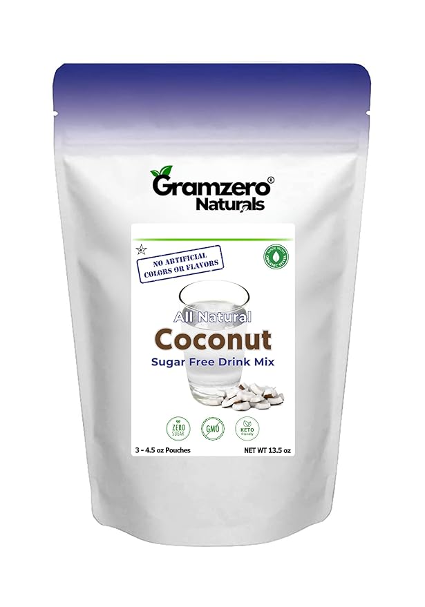 GramZero All Natural Coconut Zero Calorie Sugar Free Drink Mix Great For Nutrition Club Loaded Tea Stevia Sweetened