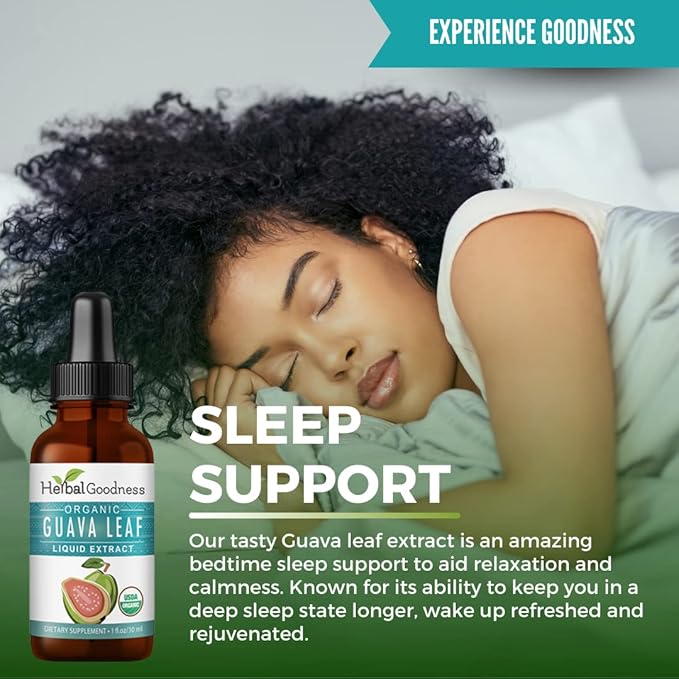 Guava Leaf Extract - Organic Guava Leaves - Hojas de Guayaba for Health &amp Wellness Immune Support Hair Skin and Nails Supplement | Non-GMO |1oz Bottle - Herbal Goodness