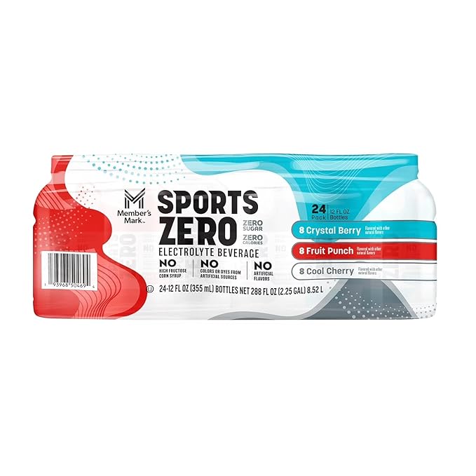 Sports Drink Zero Variety Pack 12 fl oz Bottles (24 Pack) - Zero Sugar &amp Zero Calorie Electrolyte Hydration - Includes Fruit Punch Cool Cherry and Crystal Berry - Resealable On the Go Bottles