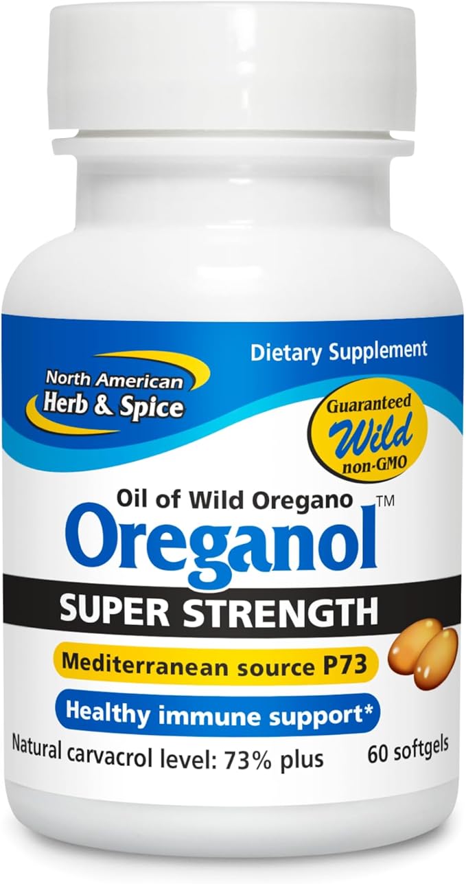 NORTH AMERICAN HERB &amp SPICE Super Strength Oreganol P73 60 Softgels - Immune System Support - Vegan Friendly Wild Oregano - Non-GMO - 60 Servings