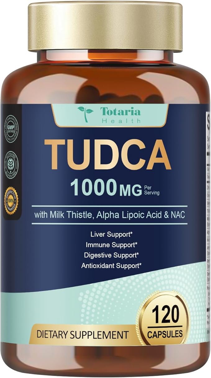Totaria 2 Packs TUDCA 1000mg Liver Support Supplement with Milk Thistle NAC ALA 80% Silymarin 15-in-1 Extra Strength Bile Salts
